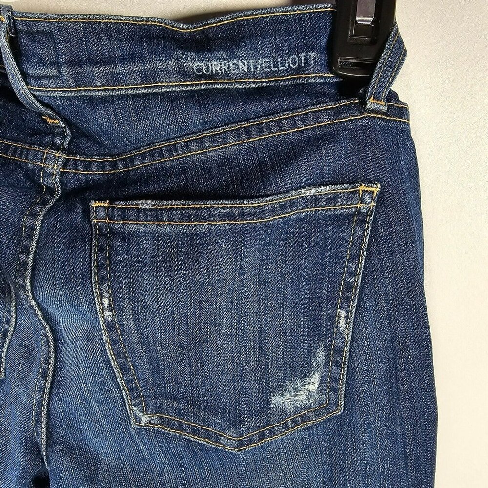 Current Elliott Stiletto Skinny Mid Rise Jeans Women's Size 27 Dark Blue 27x26" - Picture 3 of 14